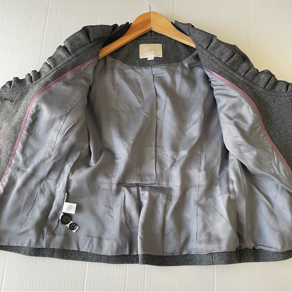 LOFT Charcoal Ruffled Suit Jacket - Picture 8 of 9